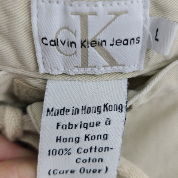 VTG Calvin Klein Jeans Tan Wide Leg Cargo Pants L - Picture 7 of 8